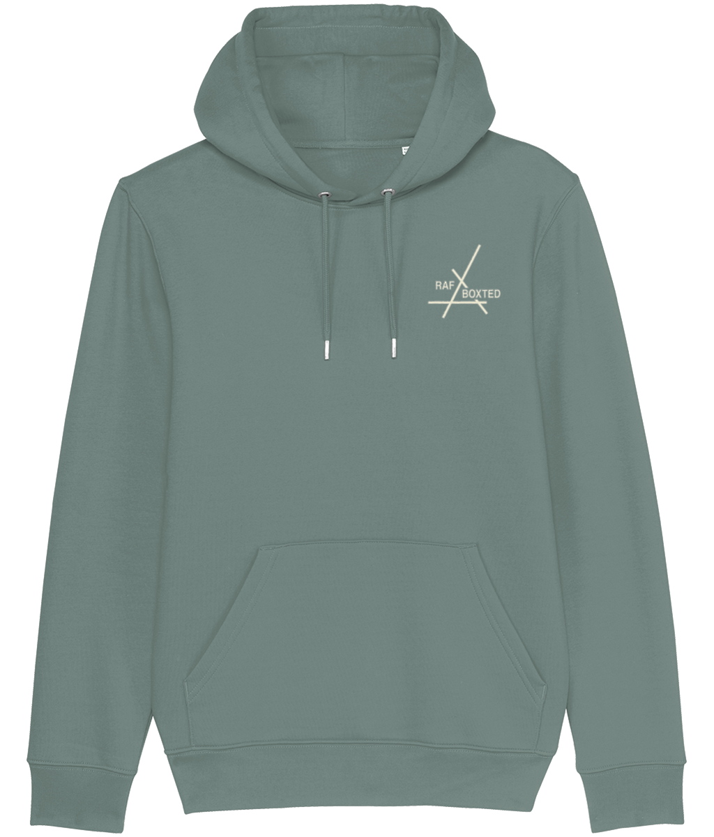 RAF Boxted WWII Heritage Cruiser Hoodie in green bay  with desgnator print on the back