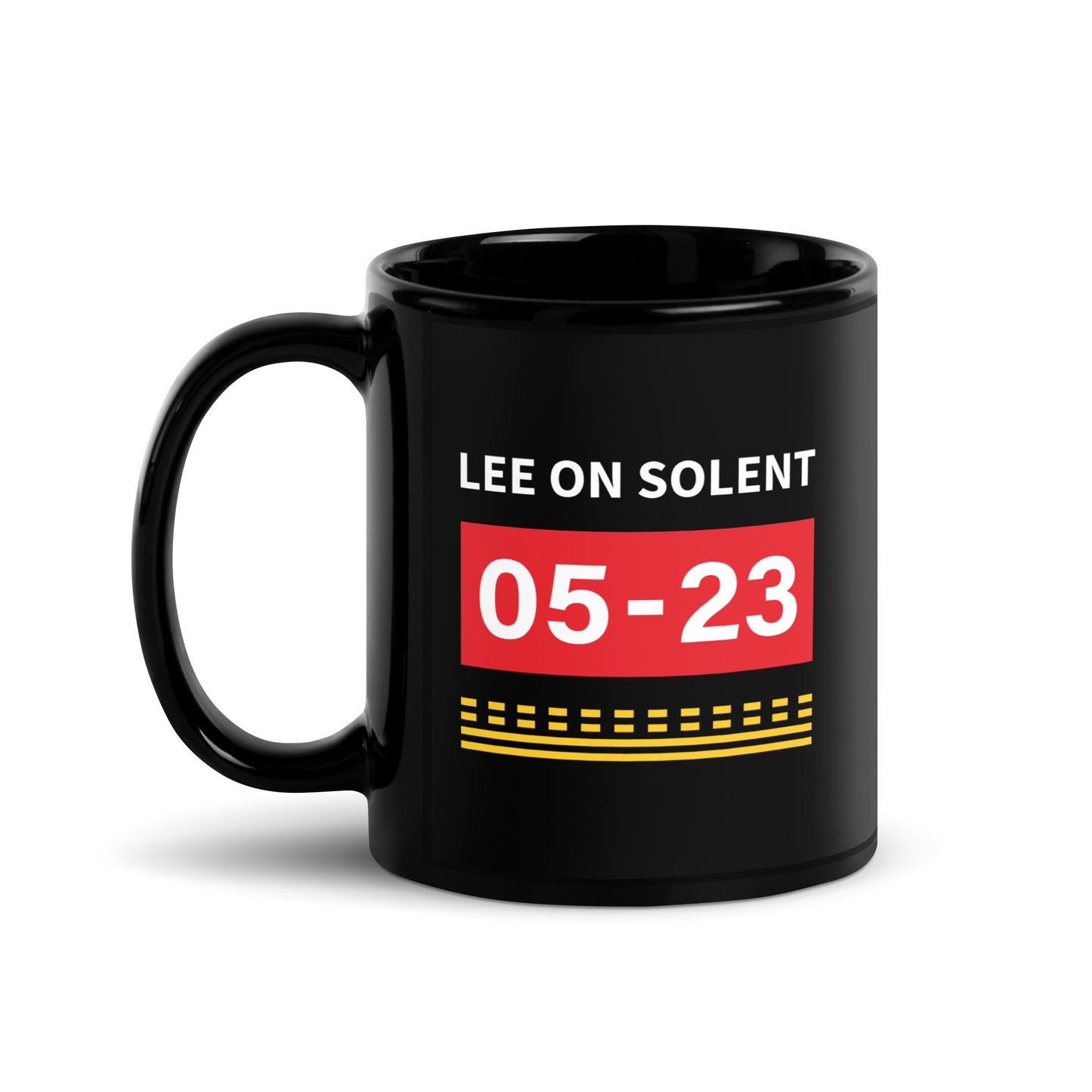 Lee on Solent Airfield Runway Hold Point Black Glossy Mug