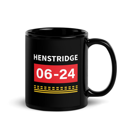 Henstridge Airfield Runway Hold Point Black Glossy Mug.