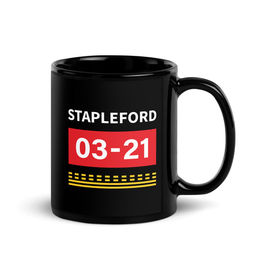 Stapleford Aerodrome Runway Hold Point Black Glossy Mug.