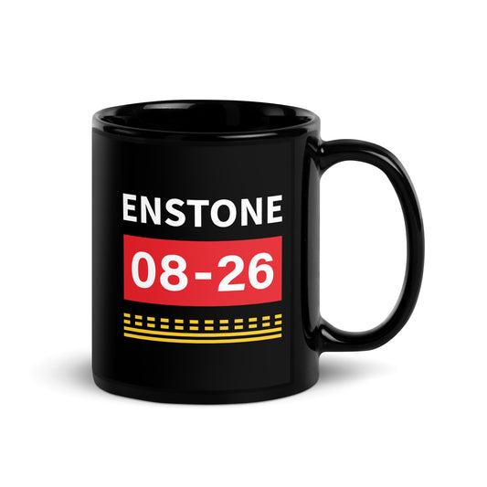 Enstone Airfield Runway Hold Point Black Glossy Mug.