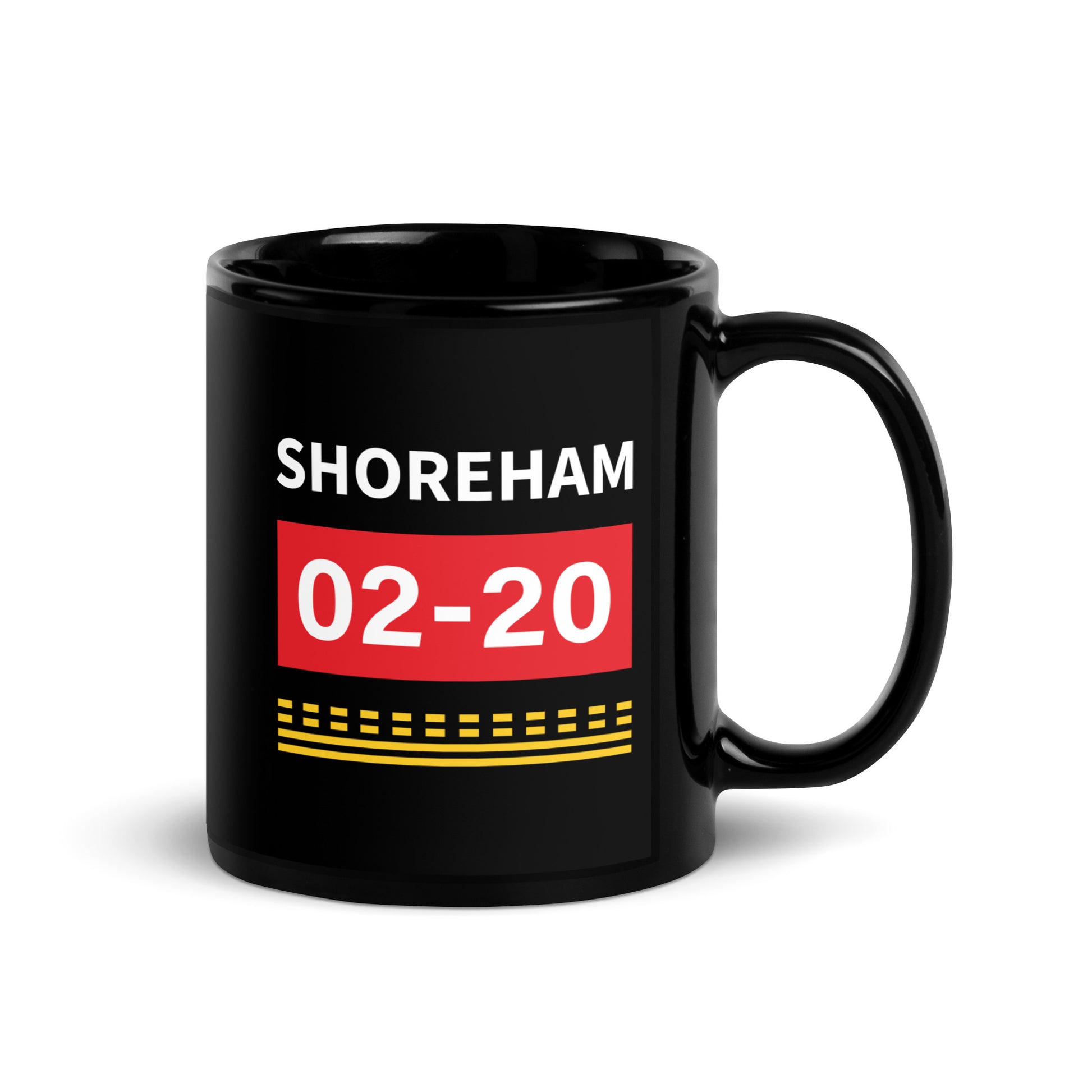 Shoreham Airport Runway Hold Point Black Glossy Mug.