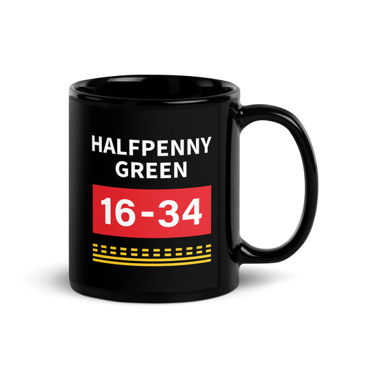 Halfpenny Green Airport Runway Hold Point Black Glossy Mug