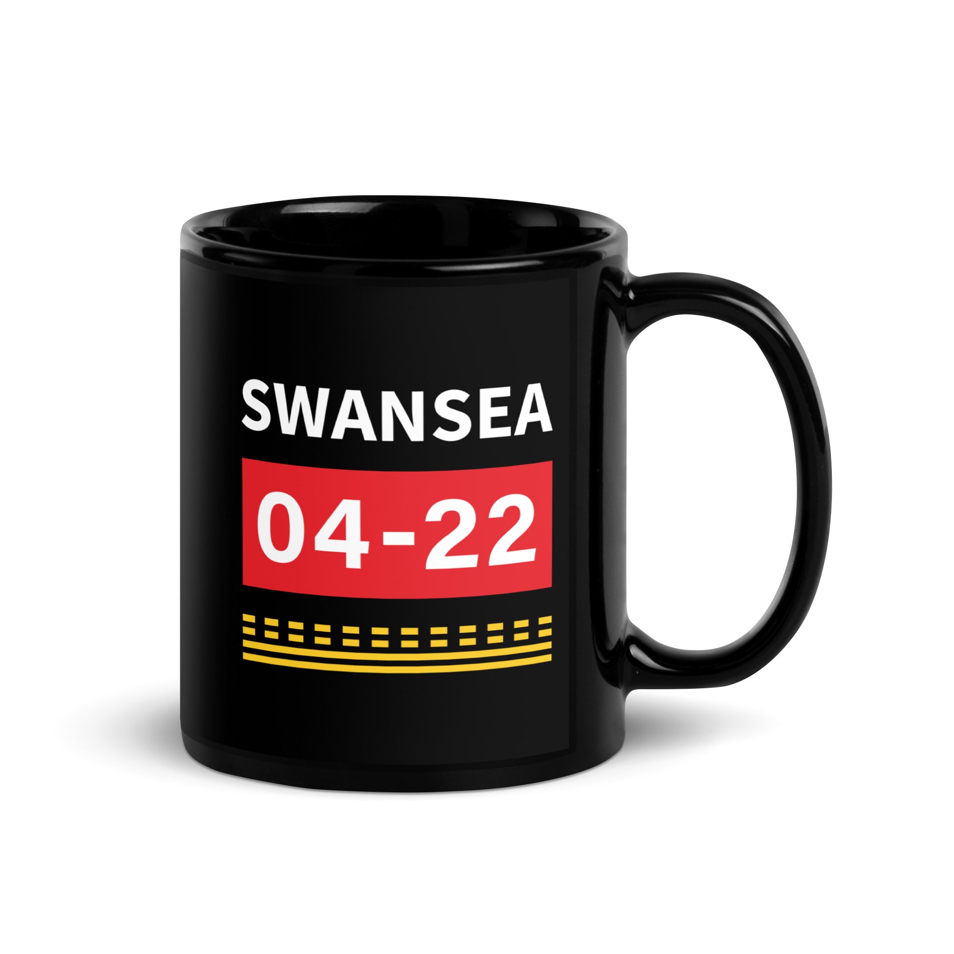 Swansea Airport Runway Hold Point Black Glossy Mug.