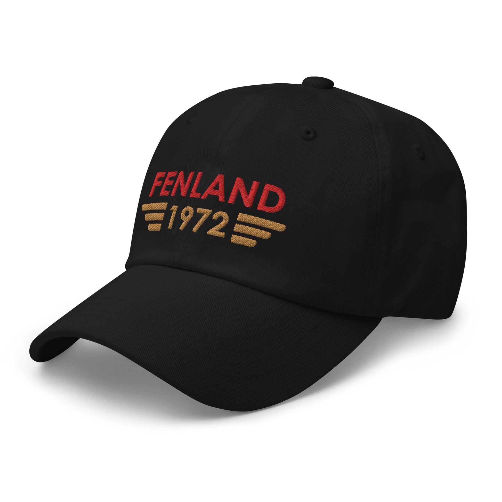 Fenland Aerodrome ICAO Code Embroidered Baseball Cap in black with the airport’s date of opening incorporated into a winged icon on the front and with the ICAO code at the back.