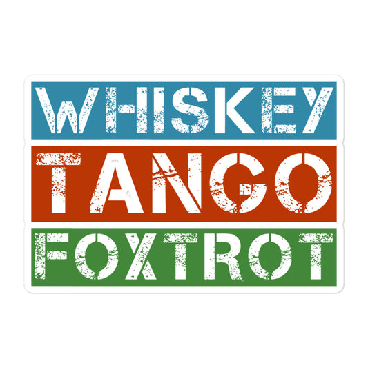 The Whiskey Tango Foxtrot Phonetic bubble-free vinyl aviation sticker