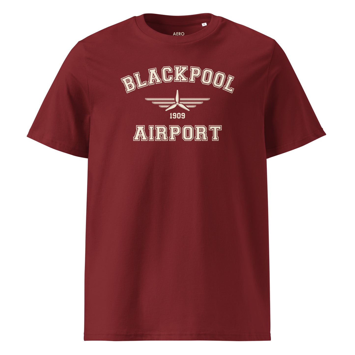 Blackpool Airport Classic Collegiate Unisex Organic Cotton T-Shirt