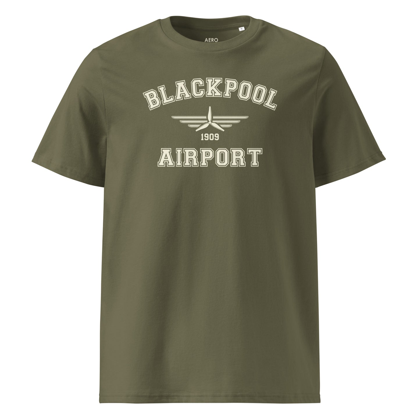 Blackpool Airport Classic Collegiate Unisex Organic Cotton T-Shirt