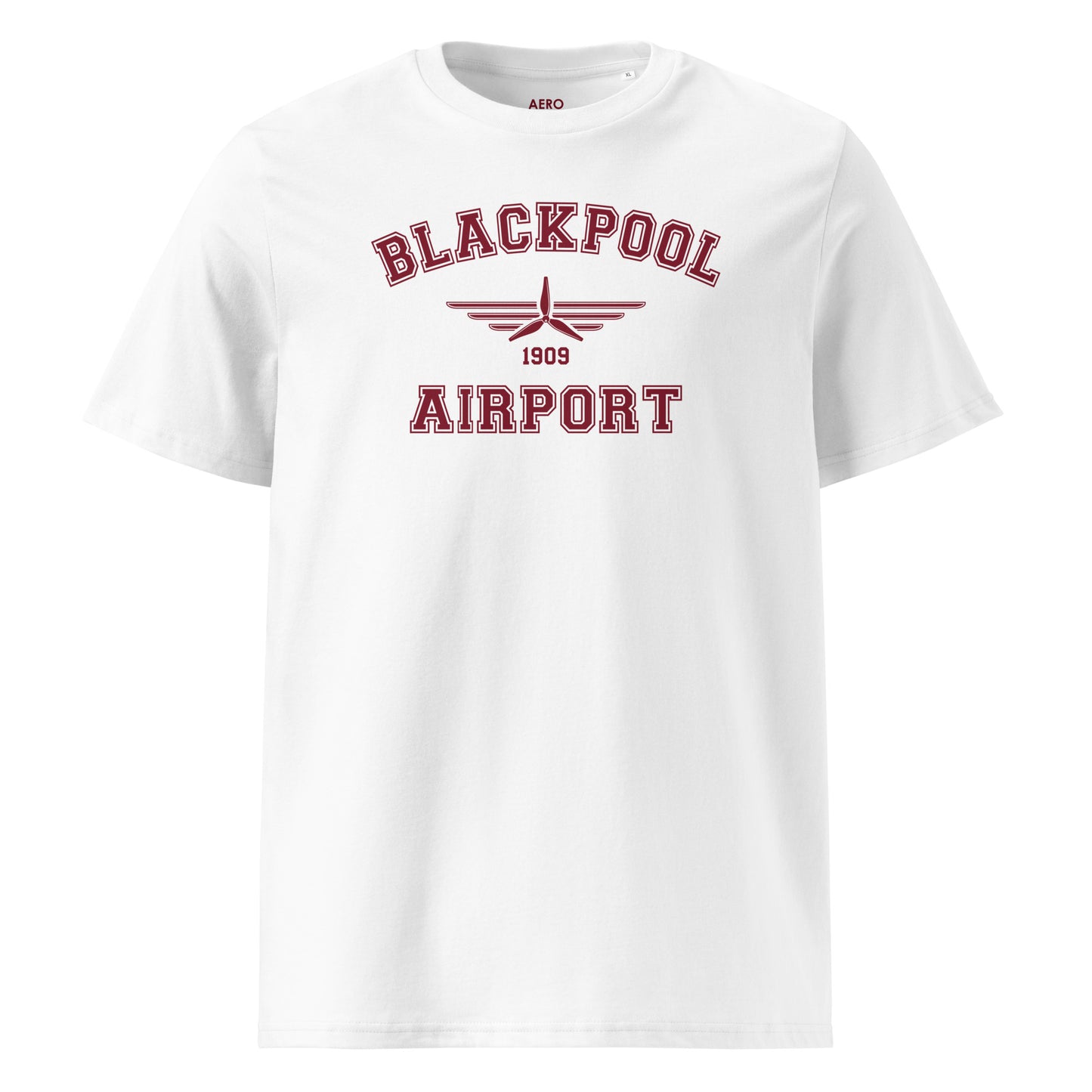 Blackpool Airport Classic Collegiate Unisex Organic Cotton T-Shirt