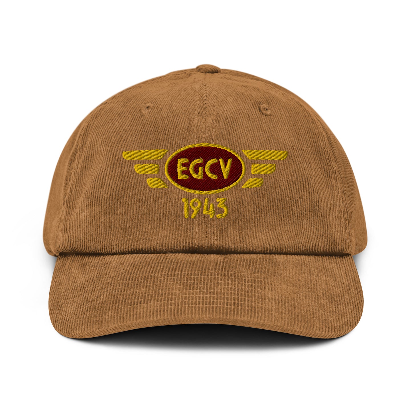 Sleap Airfield corduroy cap with embroidered ICAO code.