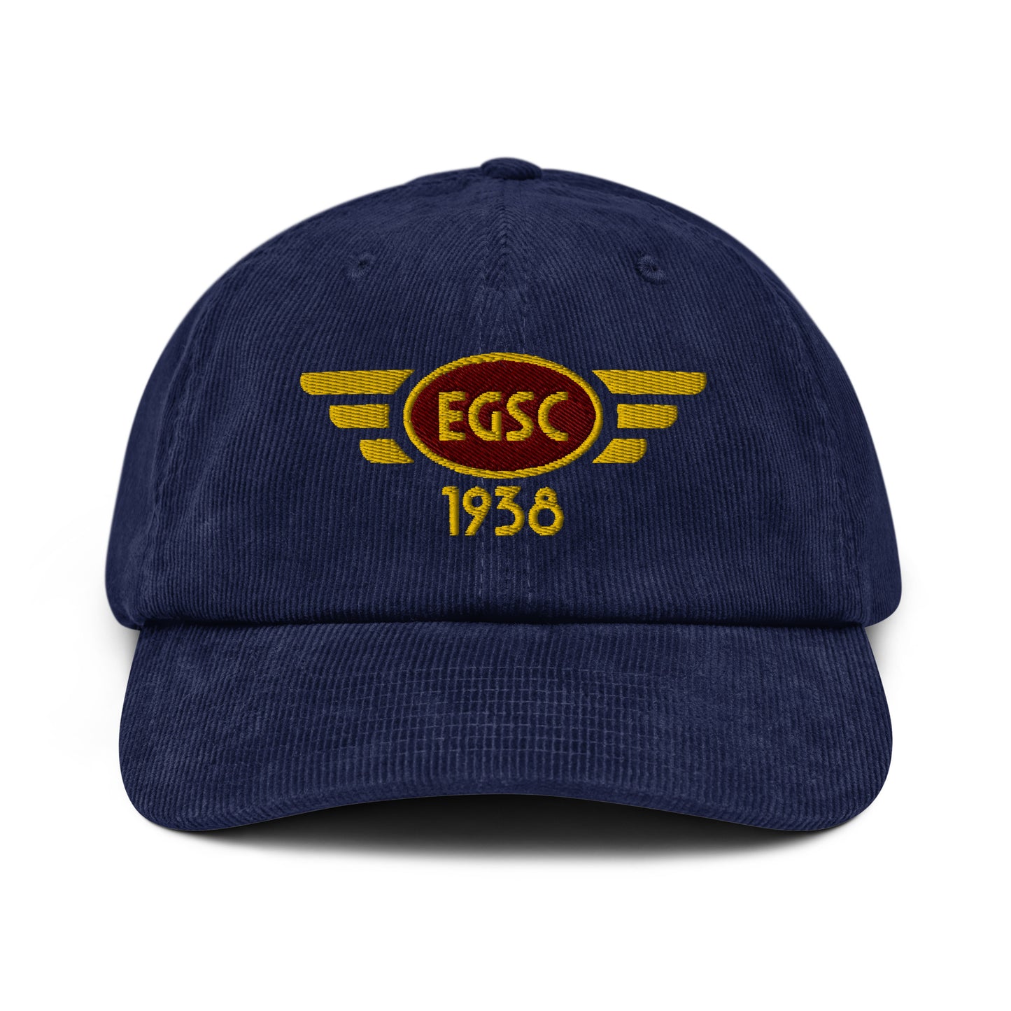 Cambridge Airport corduroy cap with embroidered ICAO code.