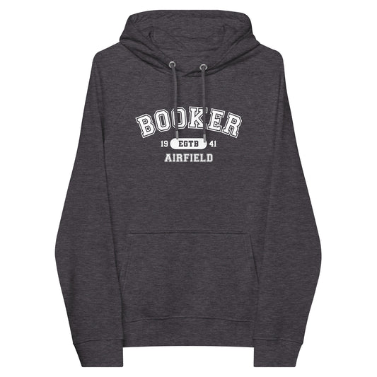 Booker Airfield Collegiate raglan hoodie with ICAO code.