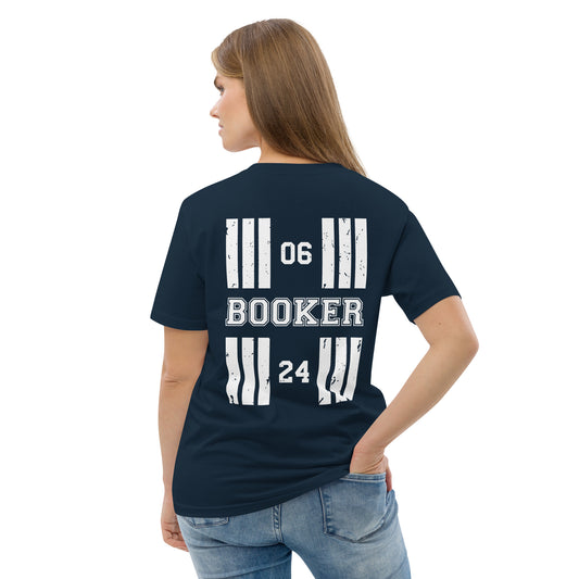 Booker Airfield with ICAO code and Runway Designator. Unisex organic cotton t-shirt.