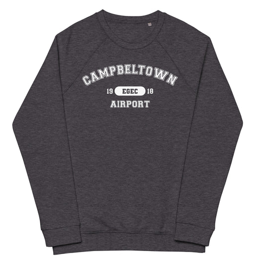Campbeltown Airport collegiate style raglan sweatshirt.